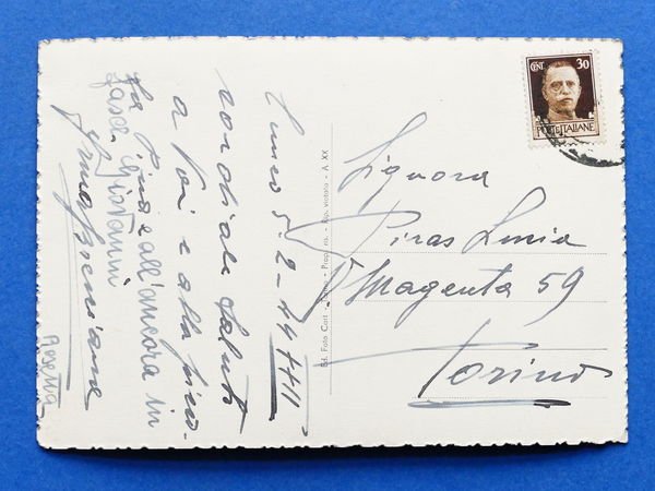 Cartolina Cuneo - Corso e monumento a Garibaldi - 1944.