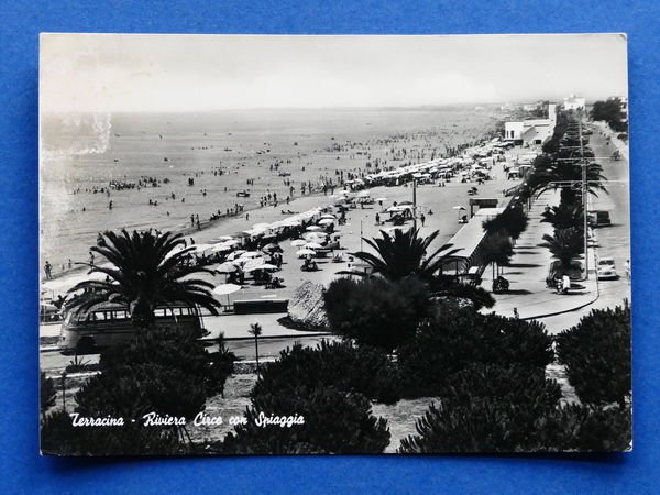 Cartolina Terracina - Riviera Circe con Spiaggia - 1959.