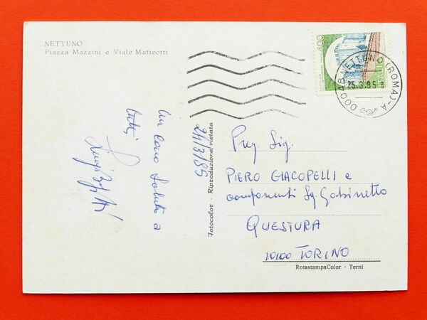 Cartolina Nettuno - Piazza Mazzini e Viale Matteotti - 1985.