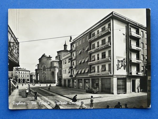 Cartolina Voghera - Via Cavour - Palazzo Cristallo - 1956.