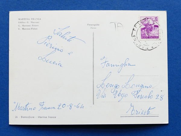 Cartolina Martina Franca - Edificio G. Marconi - 1964