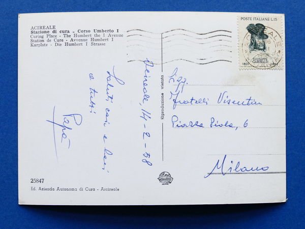 Cartolina Acireale - Stazione di Cura - Corso Umberto I …