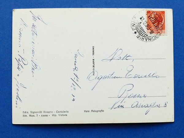Cartolina Enna - Piazza Umberto I - 1955