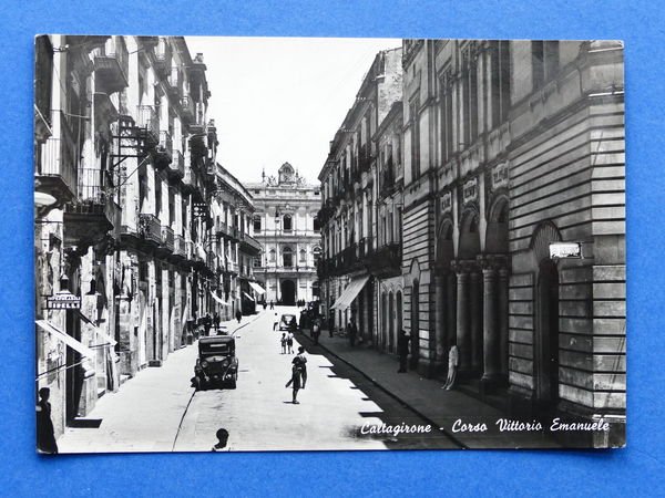 Cartolina Caltagirone - Corso Vittorio Emanuele - 1940 ca.