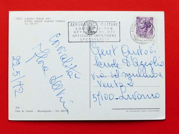 Cartolina Abano Terme - Hotel Terme Grand Torino - 1972