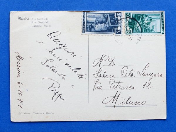Cartolina Messina - Via Garibaldi - 1951