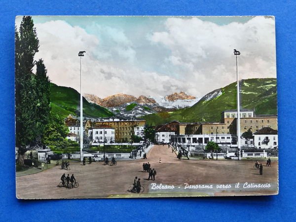 Cartolina Bolzano - Panorama verso il Catinaccio - 1956