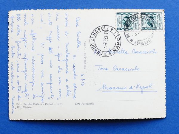 Cartolina Montagnana - Piazza Mazzini - 1953