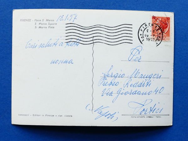 Cartolina Firenze - Piazza S, Marco - 1957