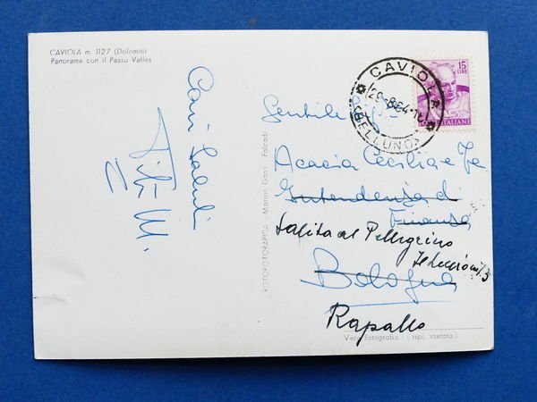 Cartolina Caviola - Dolomiti - Panorama con il Passo Valles … | Immagine Gallery 2