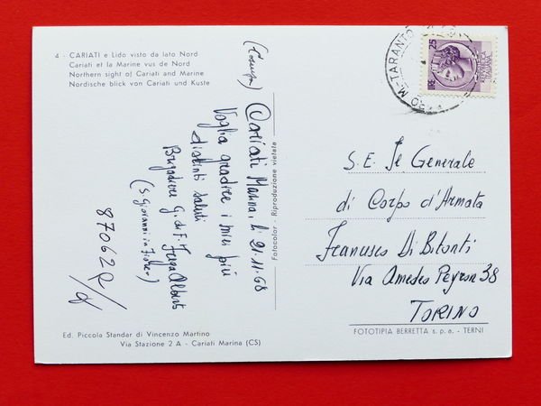Cartolina Cariati e Lido visto dal lato Nord - 1968