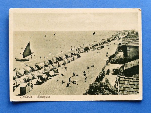 Cartolina Bellaria - Spiaggia - 1950