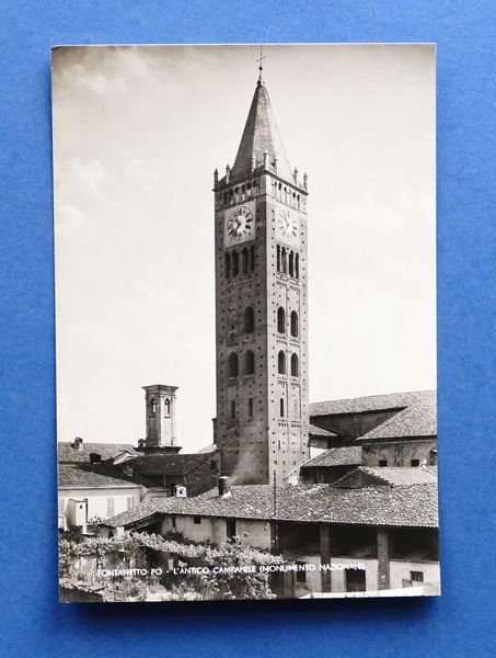 Cartolina Fontanetto Po - L'antico campanile - 1960 ca.