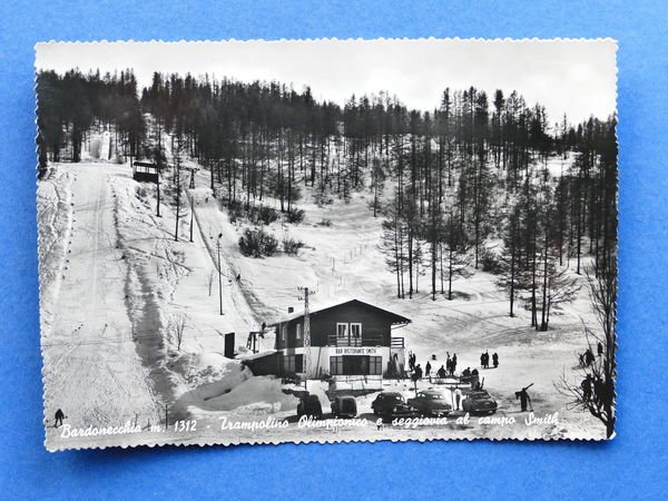 Cartolina Bardonecchia - Trampolino Olimpionico e seggiovia - 1955 ca.