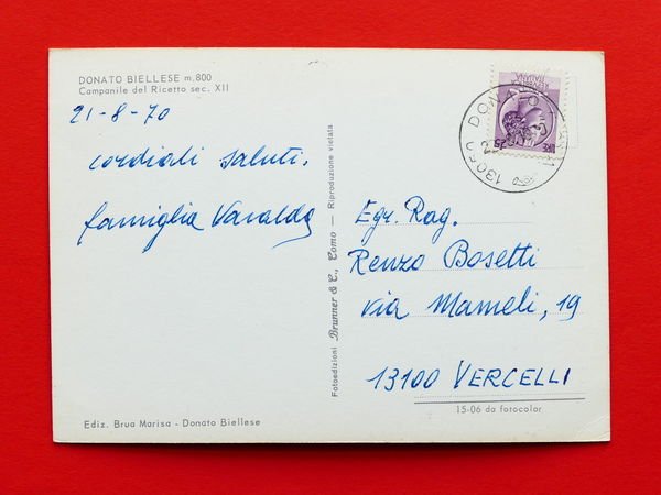Cartolina Donato Biellese - Campanile del Ricetto - 1970