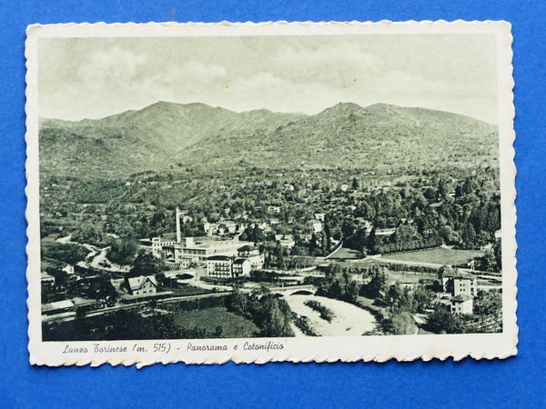 Cartolina Lanzo Torinese - Panorama e Cotonificio - 1940 ca.
