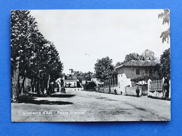 Cartolina Villafranca d'Asti - Piazza Marconi - 1958.