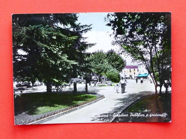 Cartolina Cumiana - Giardino Pubblico e fontana - 1969.