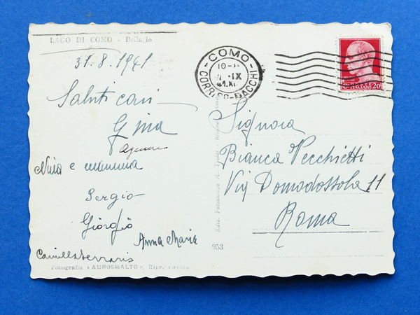 Cartolina Lago di Como - Bellagio - 1941.