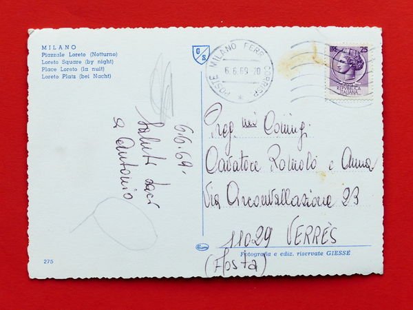 Cartolina Milano - Piazzale Loreto - 1969.