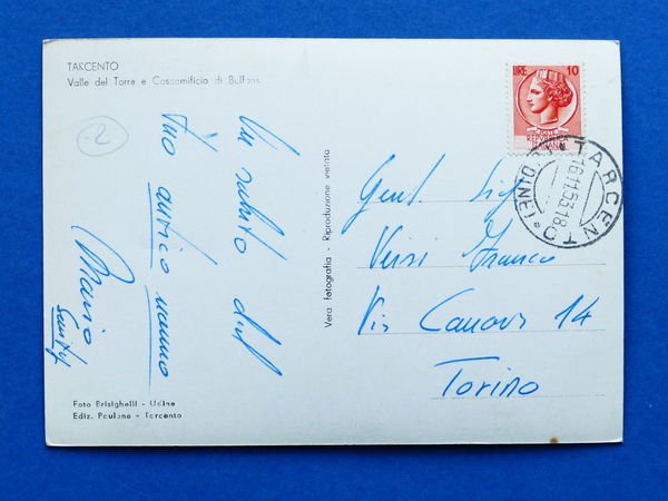 Cartolina Tarcento - Valle del Torre e Cascamificio di Bulfons …