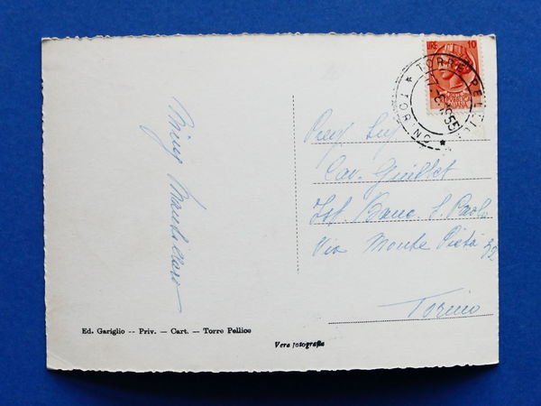 Cartolina Torre Pellice - Laghetto Blancio - 1955.