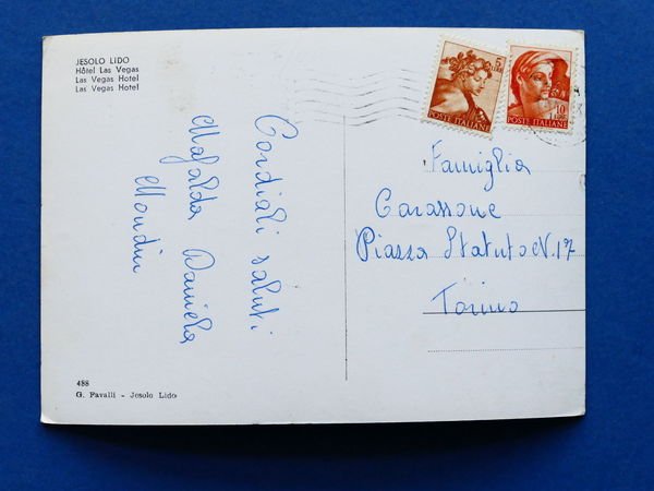 Cartolina Jesolo Lido - Hotel Las Vegas - 1961.