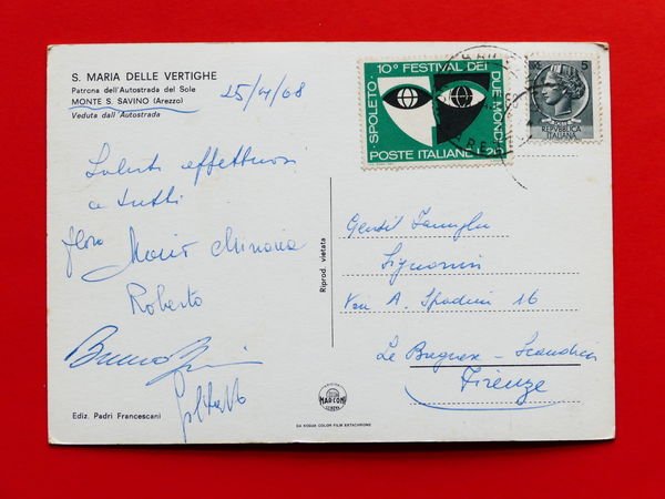 Cartolina Monte S. Savino - Veduta dall'Autostrada - 1968