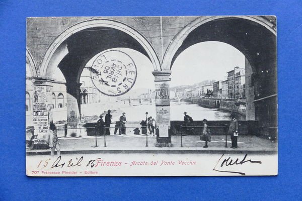 Cartolina Firenze - Arcate del Ponte Vecchio - 1903
