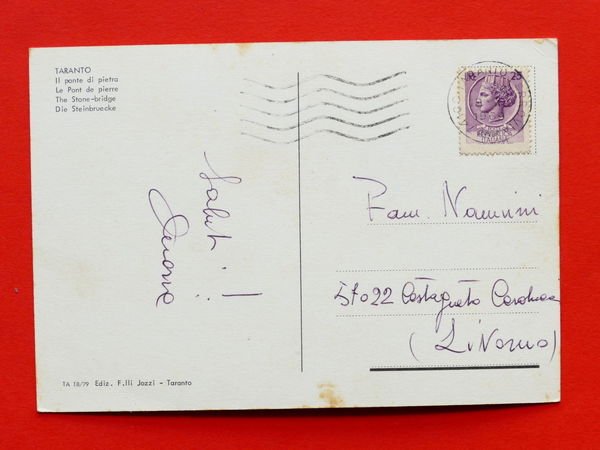 Cartolina Taranto - Il Ponte di Pietra - 1969.