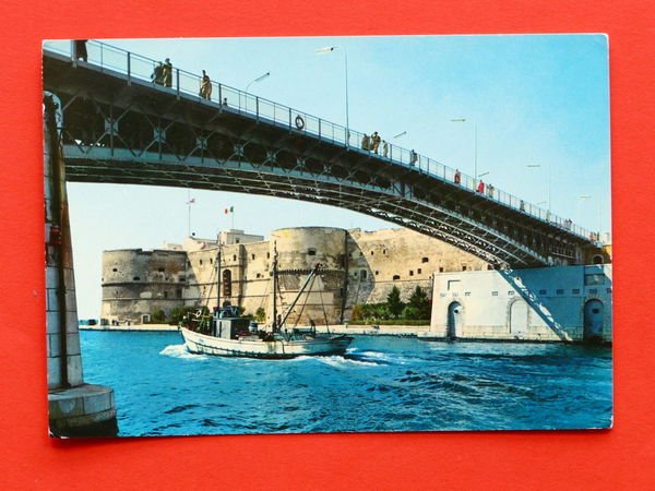 Cartolina Taranto - Nuovo Ponte girevole e Castello Aragonese - …