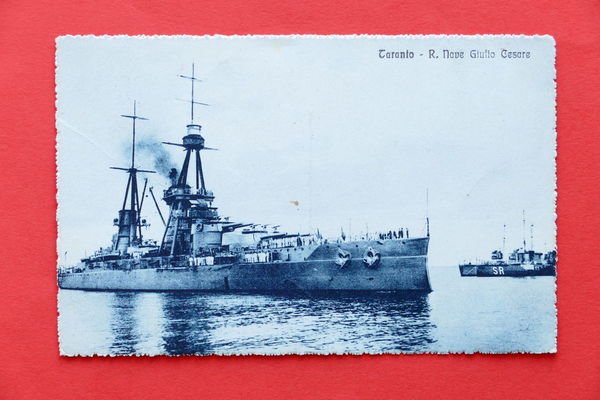 Cartolina Taranto - R. Nave Giulio Cesare - 1928