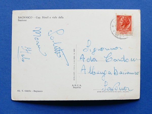 Cartolina Bagnasco - Cap. Hotel e Viale della Stazione - …