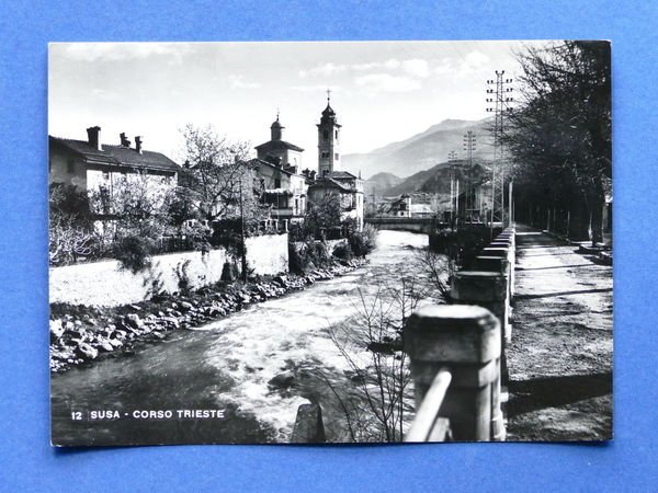 Cartolina Susa - Corso Trieste - 1955 ca. | Immagine principale