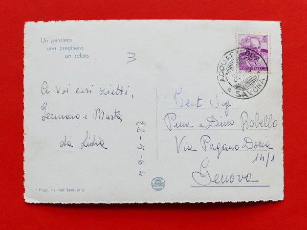 Cartolina Millesimo - Santuario N.S. del Deserto - 1964