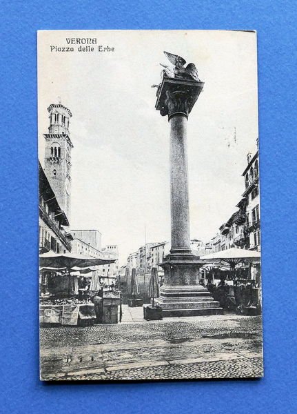 Cartolina Verona - Piazza delle Erbe - 1927.