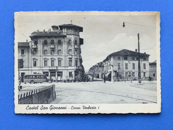 Cartolina Castel S. Giovanni - Corso Umberto I - 1937.