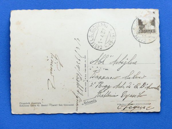 Cartolina Castel S. Giovanni - Corso Umberto I - 1937.