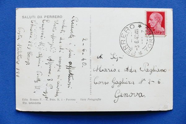 Cartolina Perrero - Panorama - 1940.