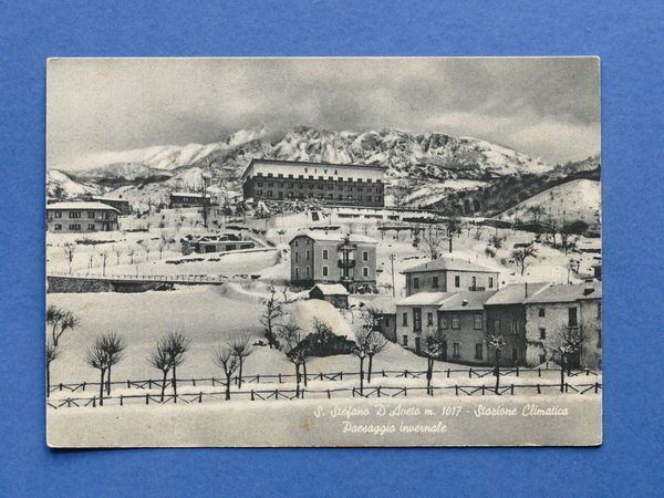 Cartolina S. Stefano d'Aveto - Paesaggio invernale - 1955 ca.