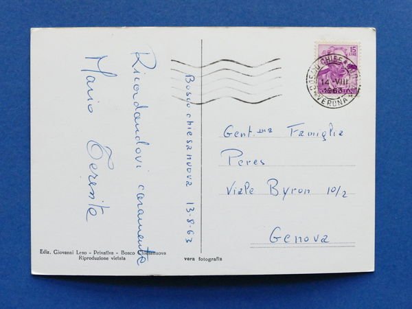 Cartolina Bosco Chiesanuova - Villa Pullè-Scheibler - 1963