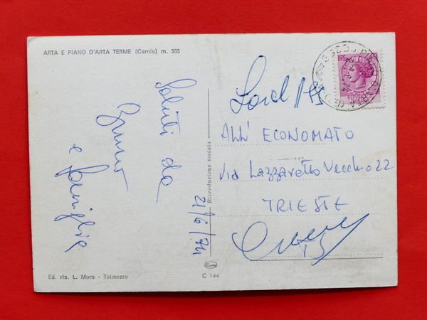 Cartolina Arta e Piano d'Arta Terme - 1974
