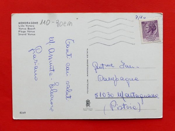 Cartolina Mondragone - Lido Venere - 1972
