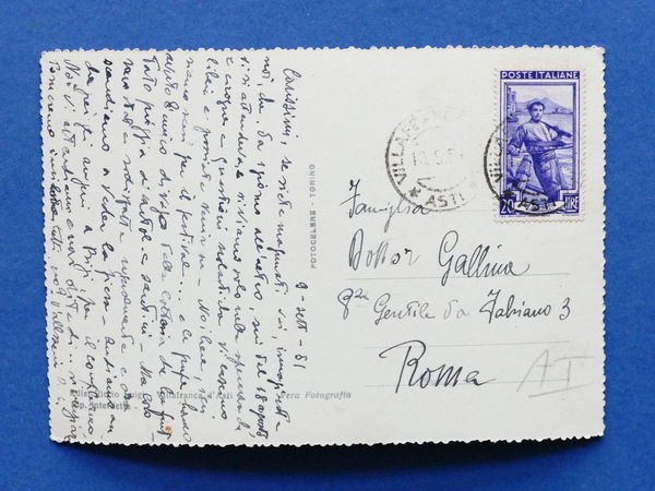 Cartolina Villafranca d'Asti - Panorama - 1951