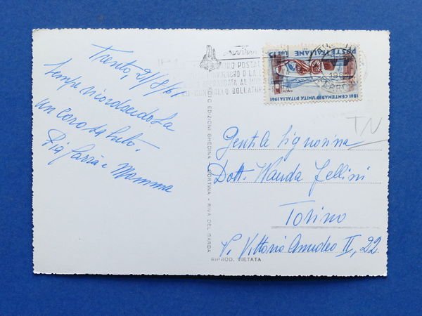 Cartolina Trento - Panorama verso la Marzola - 1961