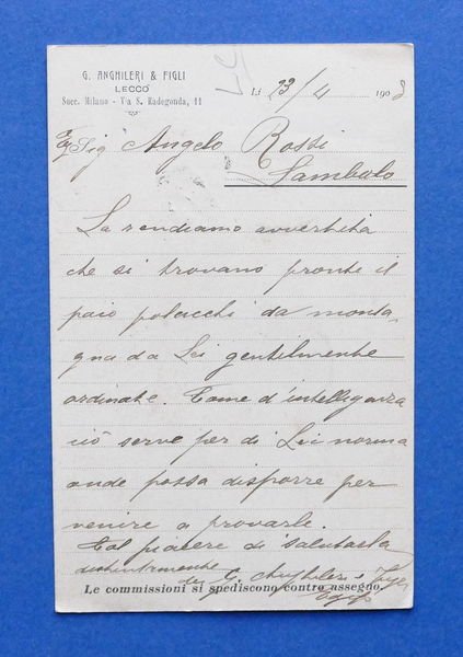 Cartolina Pubblicità - G. Anghileri e Figlio - Calzature brevettate …