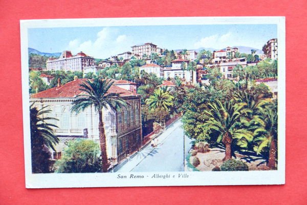 Cartolina Sanremo - Alberghi e Ville - 1930 ca.