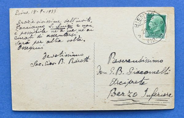Cartolina Breno - Fra i ruderi del Castello - 1933