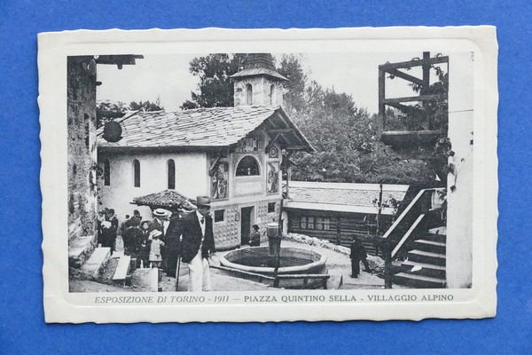 Cartolina Torino - Esposizione 1911 - Villaggio Alpino - Piazza …