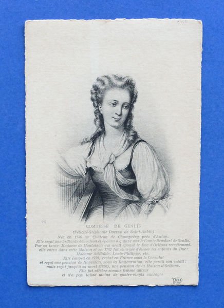 Cartolina Personaggi Famosi - Contessa di Genlis Stéphanie Félicité du …